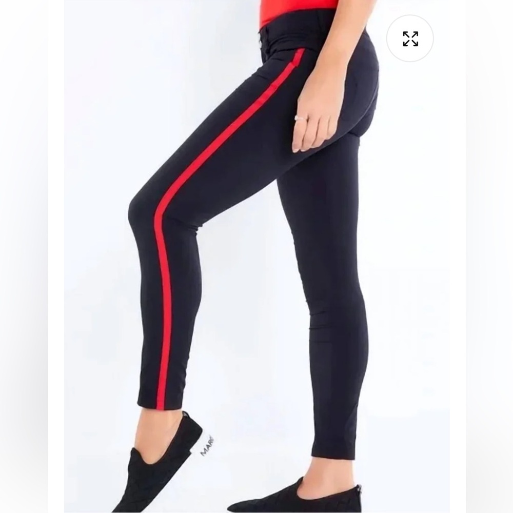 LAST CHANCE | Anatomie Luisa Stripe Skinny Pants in Black & Red